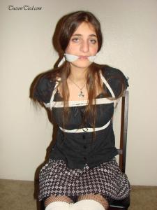 www.tucson-tied.com - Stiletto, Bound and cleave gagged on the chair... thumbnail